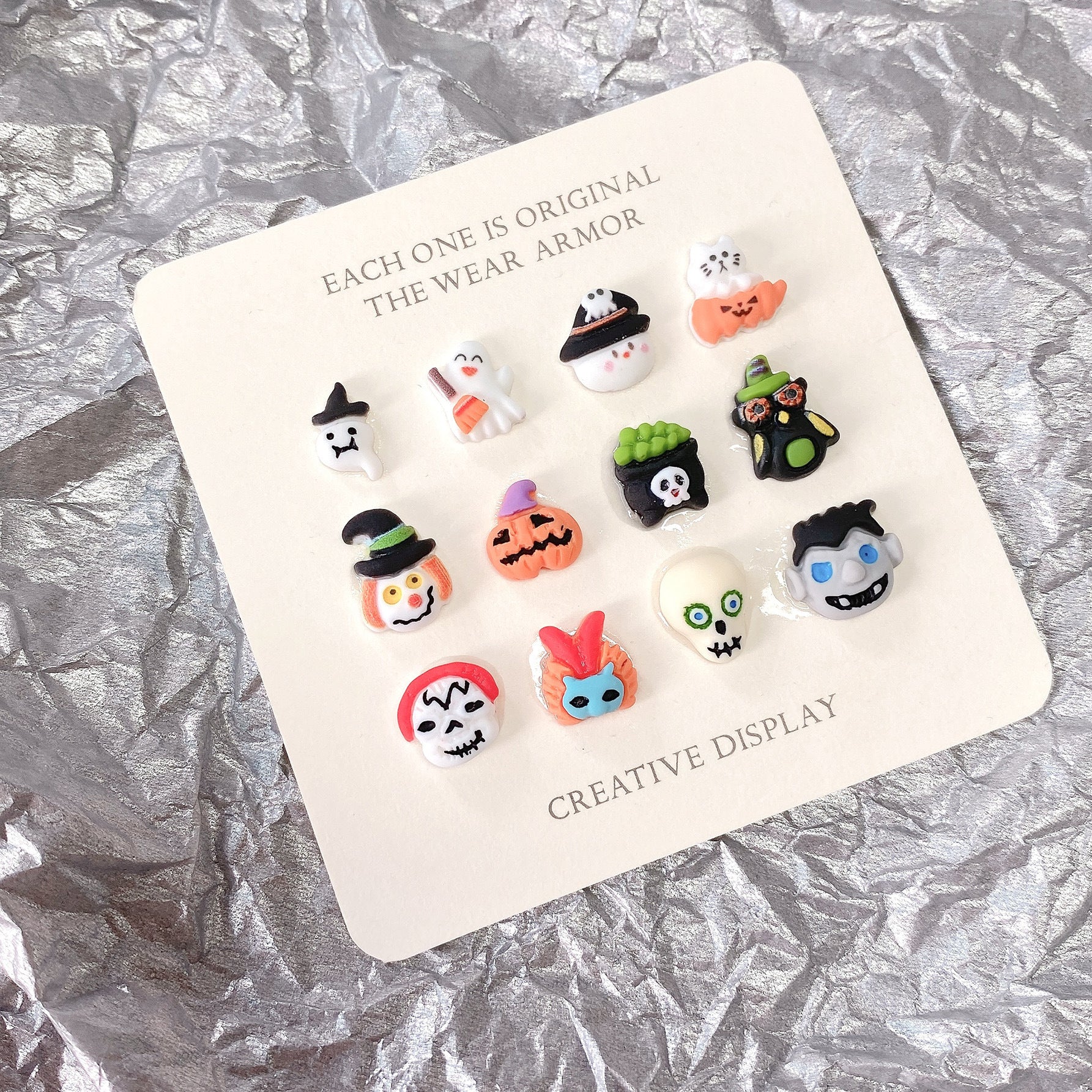 Wholesale 10PCS/Pack Halloween Little Ghost Pumpkin Resin Nail Decoration