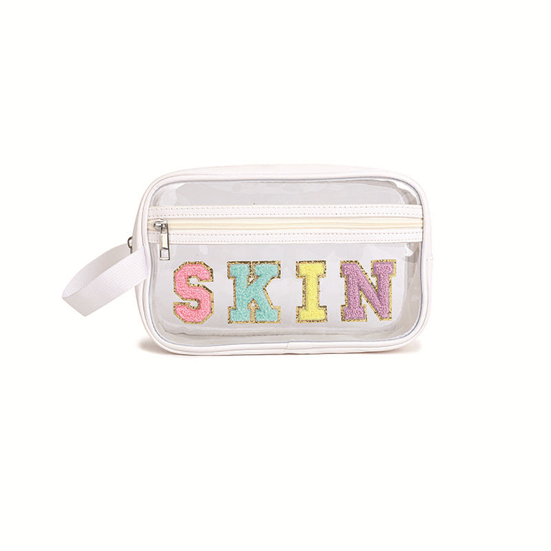Wholesale Transparent Embroidered Letters Large Capacity Storage Cosmetic Bag