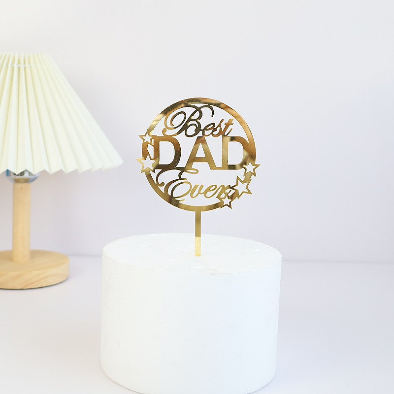 Wholesale 10PCS/PACK Father's Day Happy Acrylic Cake Card Decoration