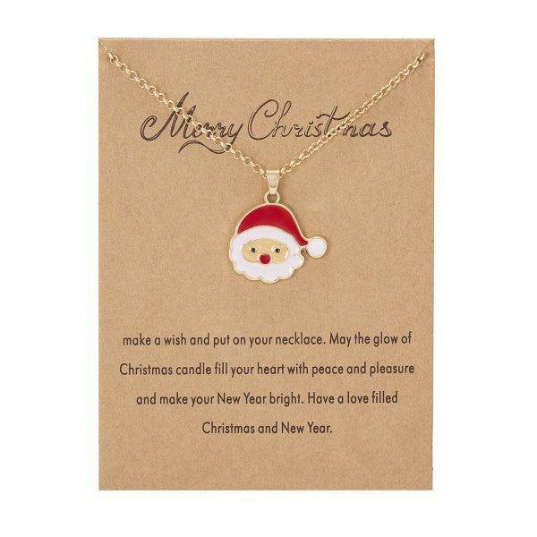 Wholesale Christmas Wish Painting Oil Paper Card Necklace