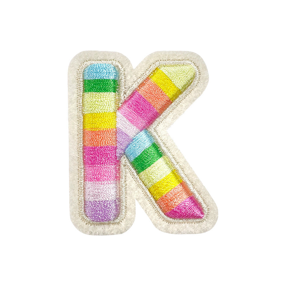 Wholesale Rainbow 3D Embroidered 26 Alphabet Letter Patches Self Adhesive DIY Fashion Accessory For Shoes Hats