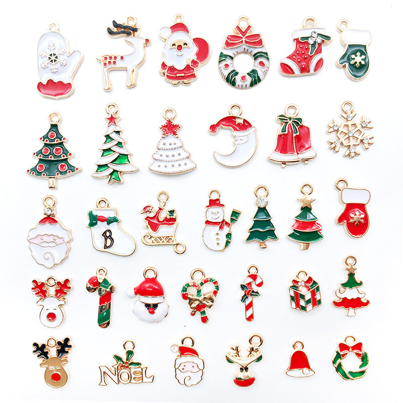 Wholesale Christmas Alloy Drip Oil DIY Necklace Pendant Accessories