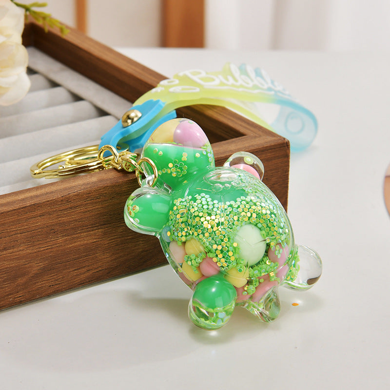 Wholesale Acrylic flowing sand turtle keychain
