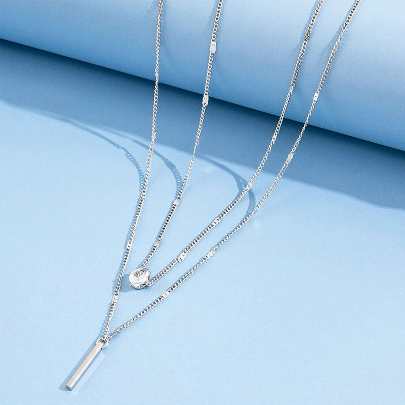 Wholesale Waterdrop Double Layer Metal Necklaces