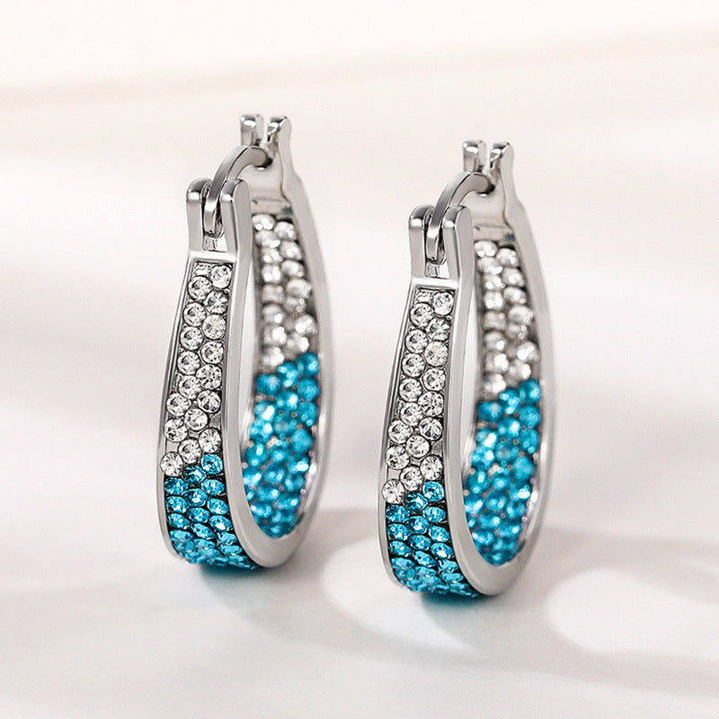 Wholesale Zirconia Inlaid Circular Alloy Earrings