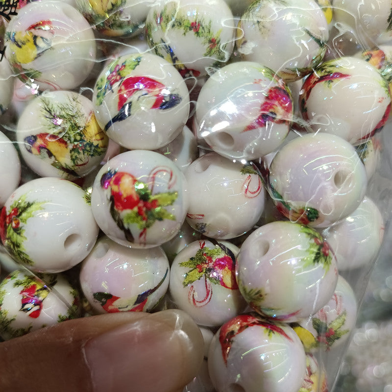 Wholesale 200pcs 16mm UV-plated Colorful Christmas Beads