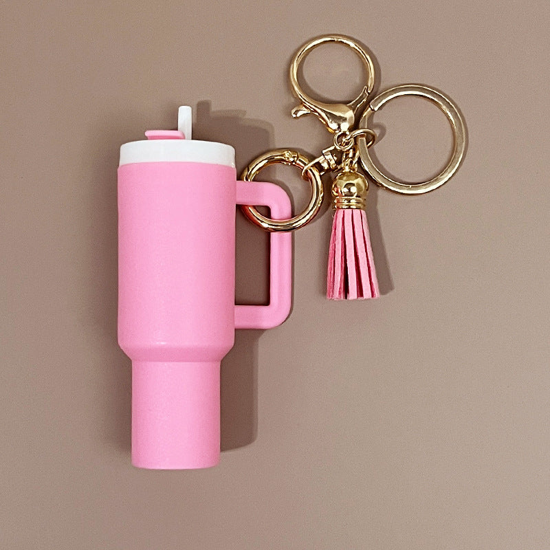 Wholesale ice cup can hold lipstick tassel pendant Mini Tumbler Cup Keychains