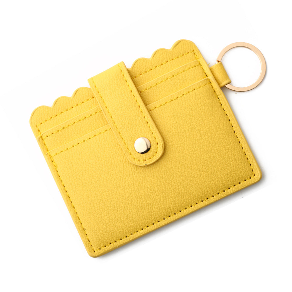 Wholesale Solid Color PU Leather Card Holder Multi-Card Keychain