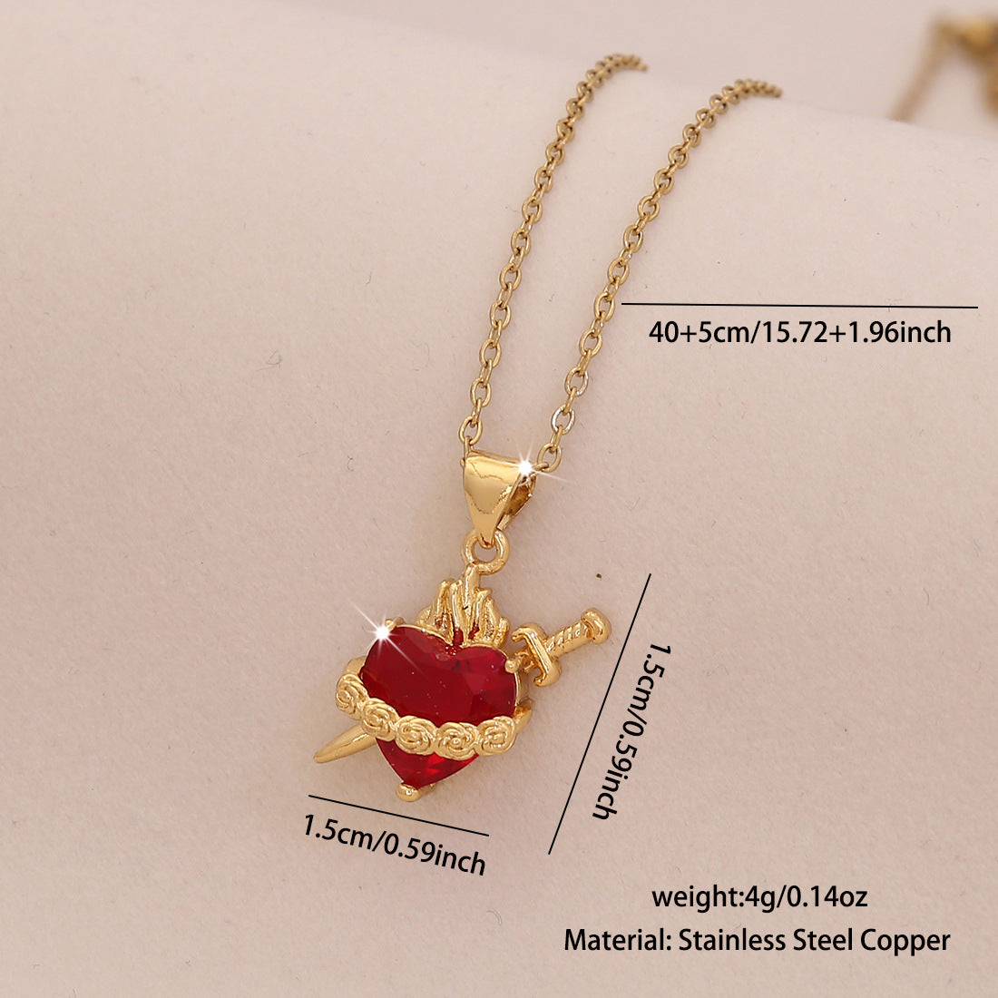 Wholesale  Red Love Pendant Necklace Light Luxury Stainless Steel Clavicle Chain