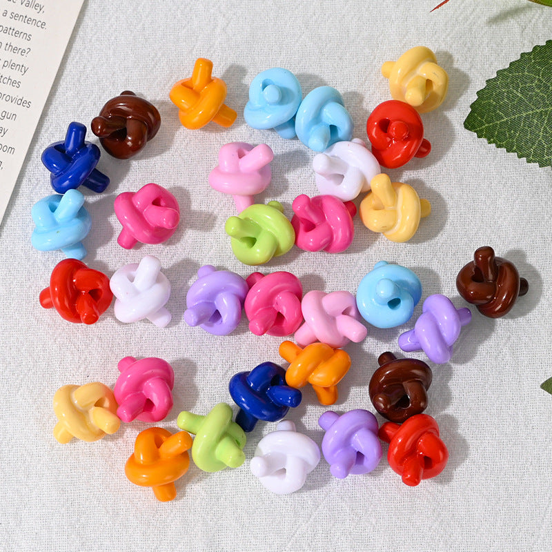 Wholesale 10pcs Acrylic Candy Color Rope Knot Straight Hole  Acrylic Beads