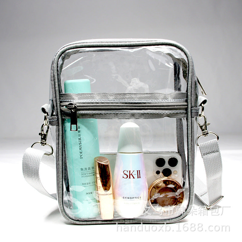 Wholesale Transparent PVC Zippered Adjustable Crossbody Bag