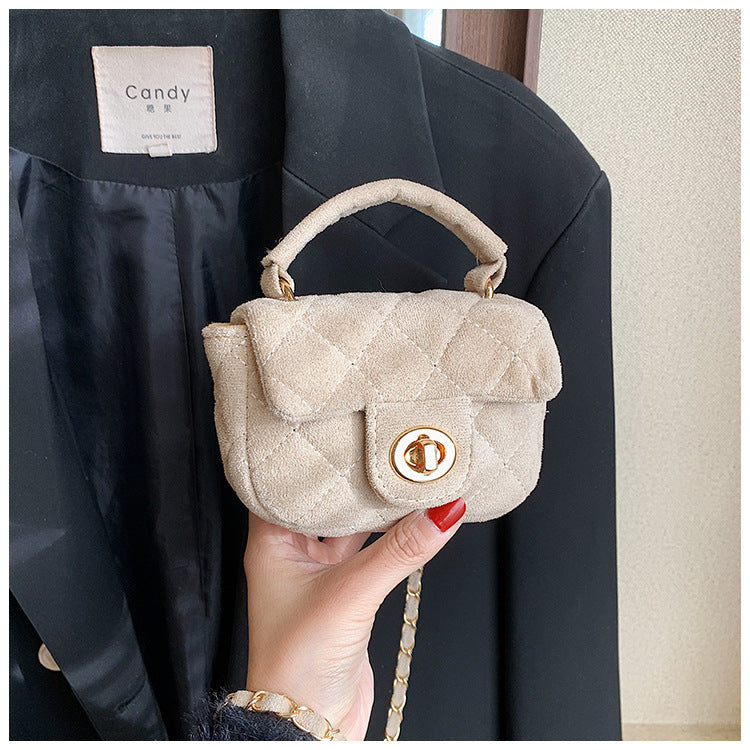 Wholesale Suede Diamond Pattern Embroidery Thread Chain Small Square Bag