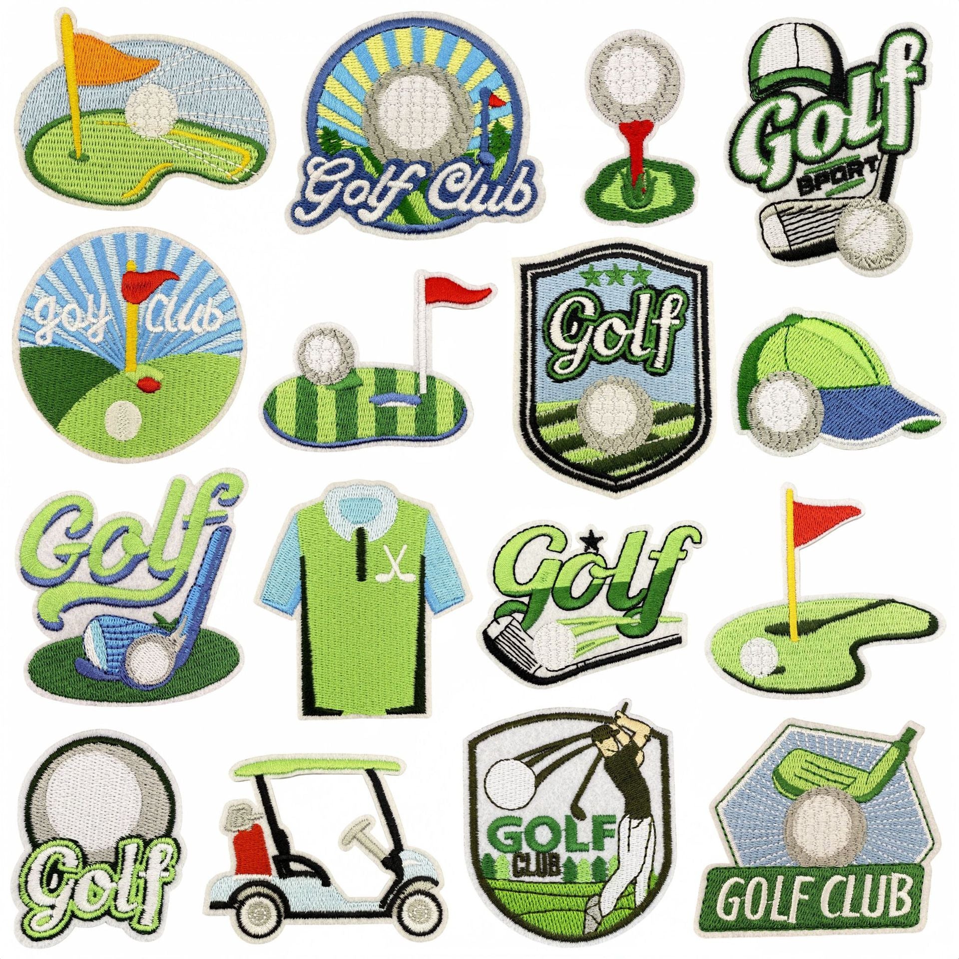 Wholesale Cartoon Golf Embroidered Iron On Patch Green Decorative Cloth Patch For Clothing Bags And DIY Crafts