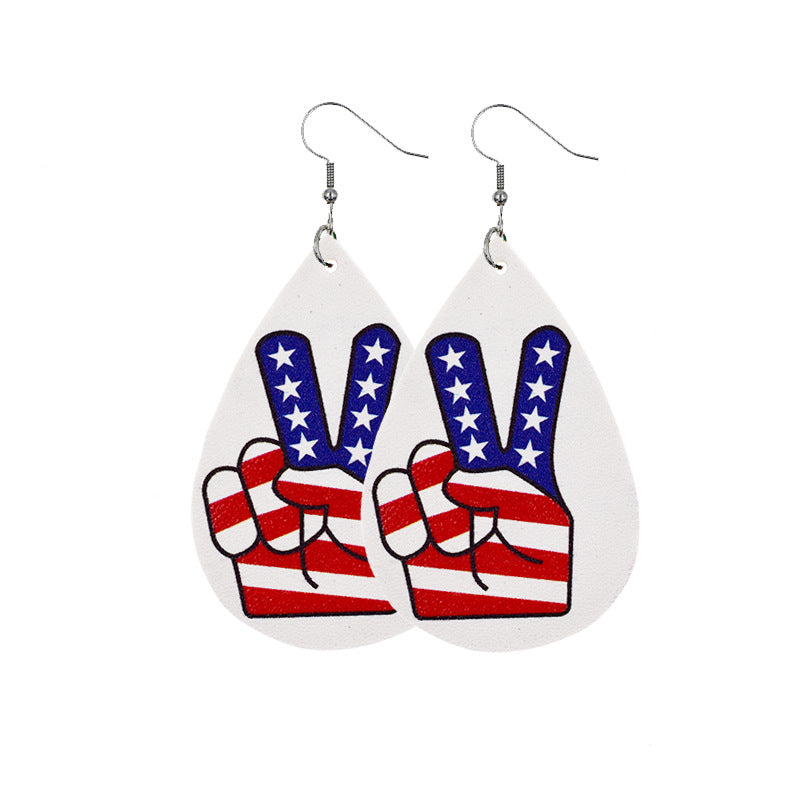 Wholesale American Independence Day Leather Earrings