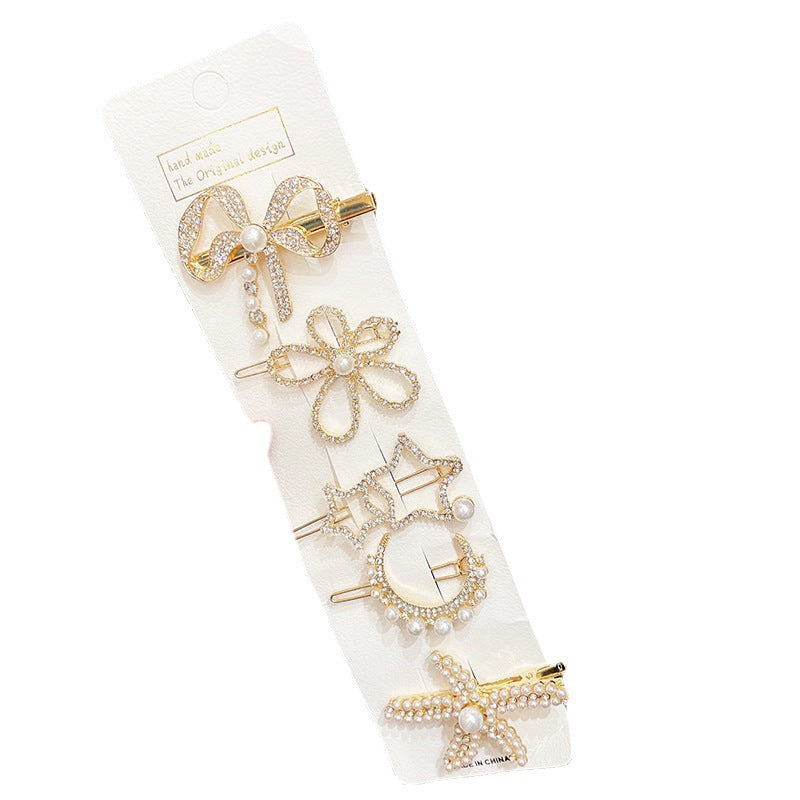 Wholesale Rhinestone Pearl Hair Clip Set