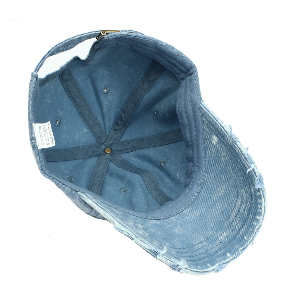 Wholesale Washed Cotton Perforated Denim Cotton Baseball Cap