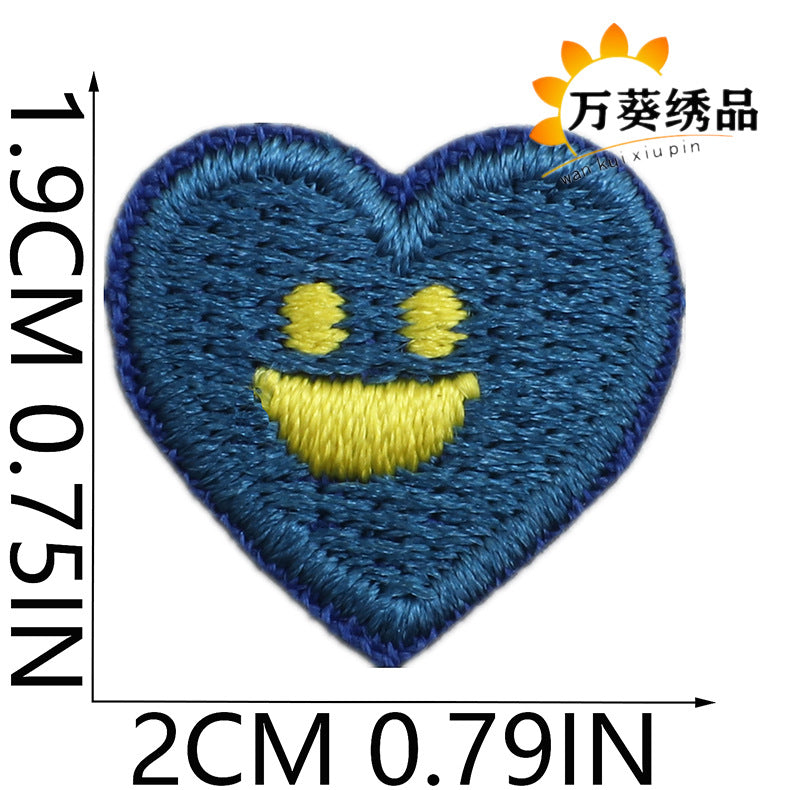 Wholesale Cute Heart Fruit Embroidered Patches Small Polyester Thread Sew On Clothing Appliques DIY Bag Charm Gift Accessory