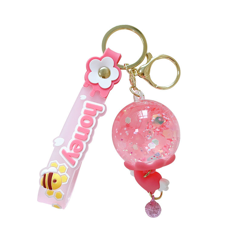 Wholesale Liquid Quicksand Dried Flower Floating Wind Chime Acrylic Keychain