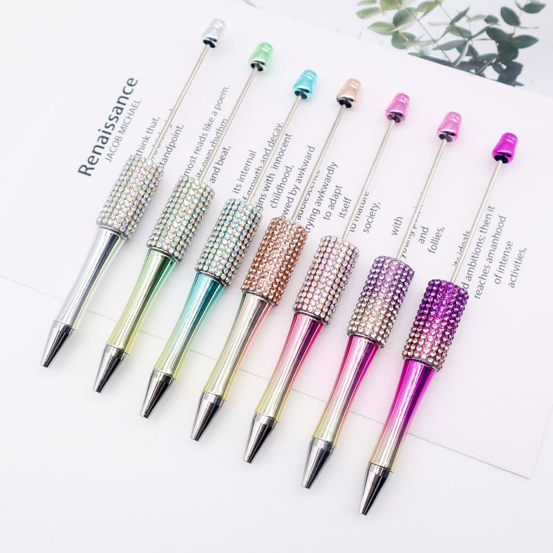 Wholesale Beadable Pens  AB Color Diamond Gradient UV Plating Pen Colorful Rhinestone Beaded Pen