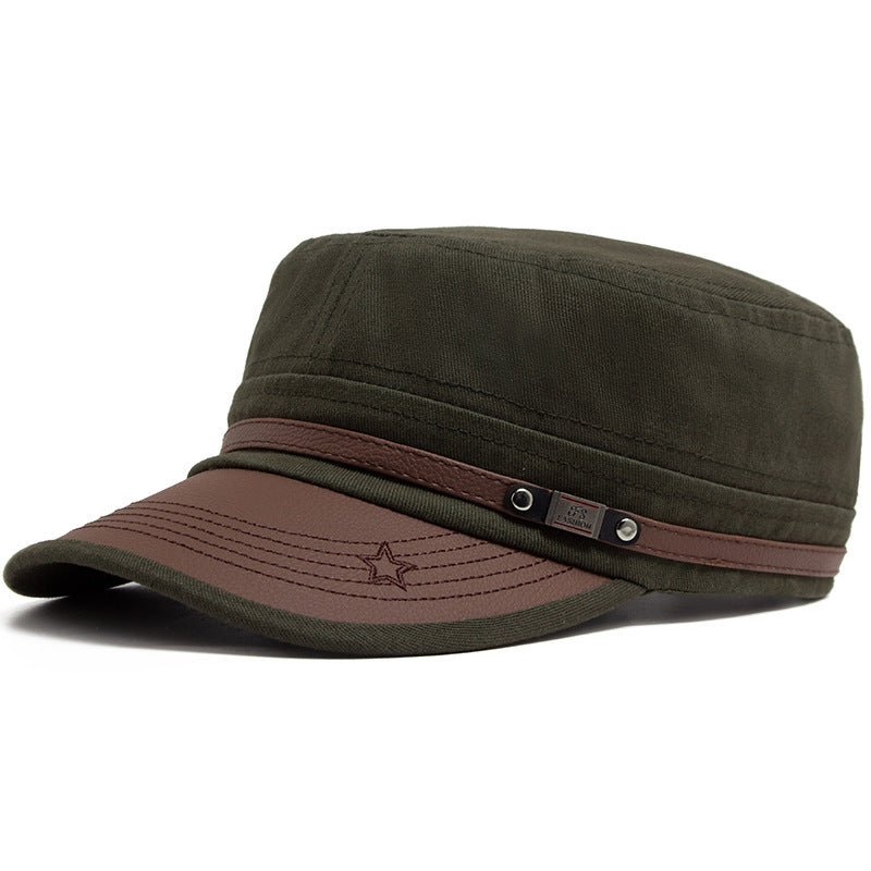 Wholesale Leather Brim Fashion Soft Cotton Casual Sun Visor Military Hat