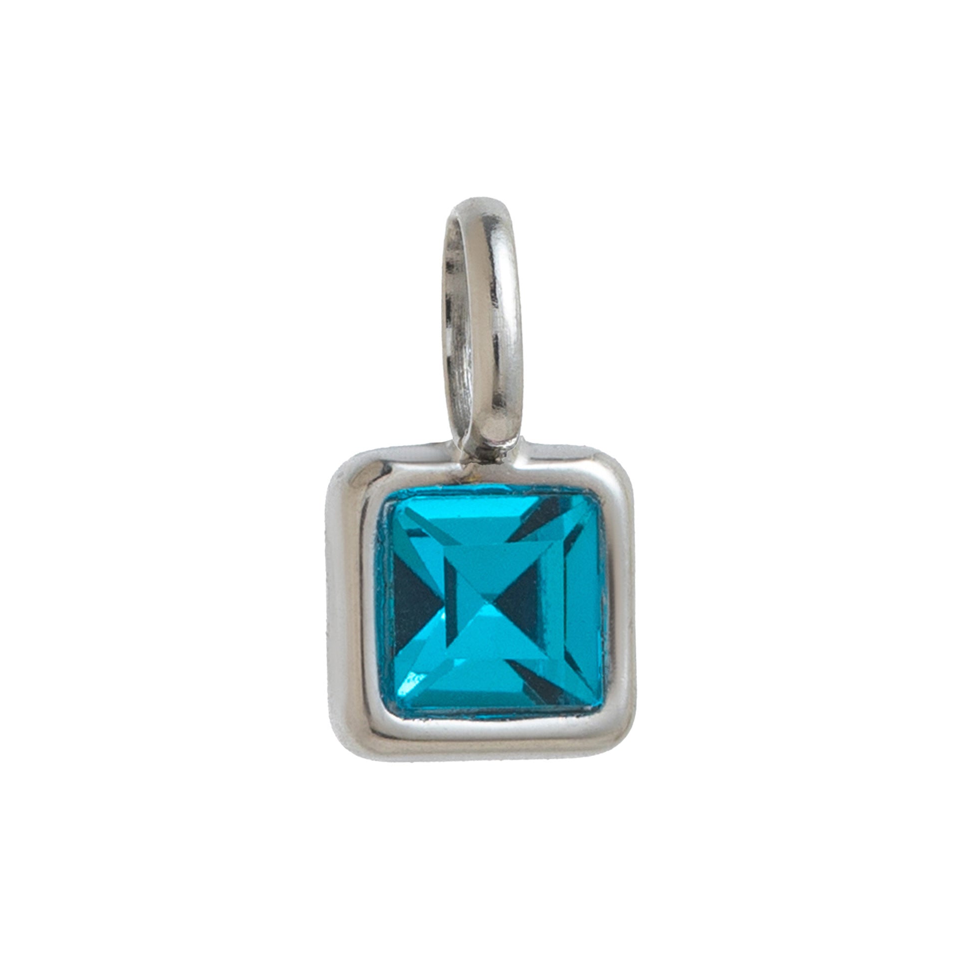 Wholesale Titanium Steel Geometric 12 Birthstone Colorful Zircon Pendant Necklace DIY Jewelry Accessory Gift For Women