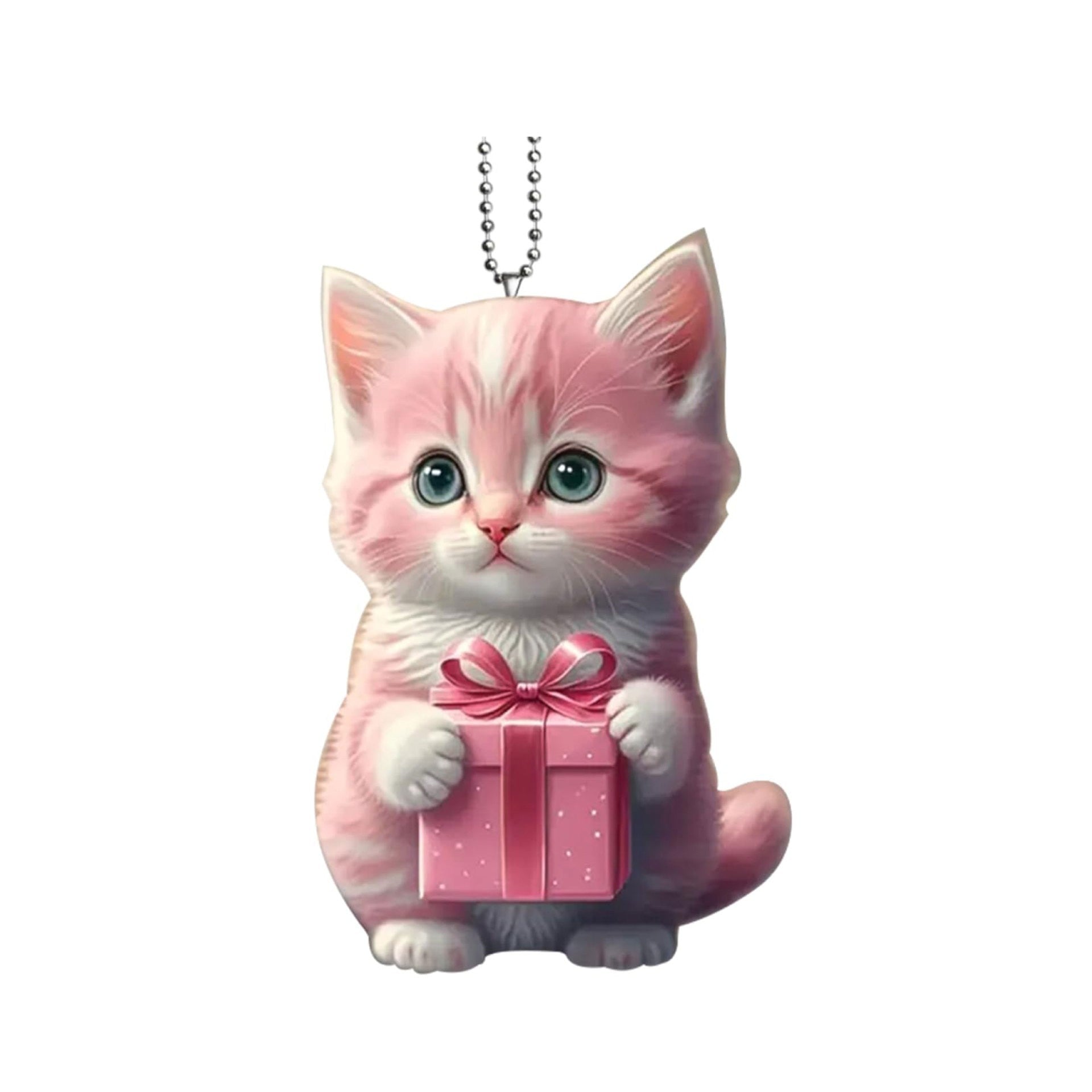 Wholesale Little white cat car pendant acrylic flat ornament