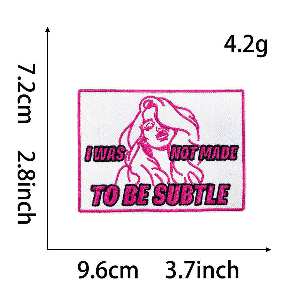 Wholesale Pink English Letter Gold Plaid Polyester Iron On Embroidered Patch DIY Craft Supply For Coat Decoration