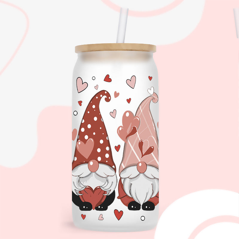 Wholesale Love Bear Cartoon Letter Valentine's Day 16oz Cup UV DTF Wraps