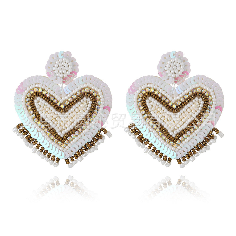 Wholesale Love Fabric Handmade Rice Ball Earrings