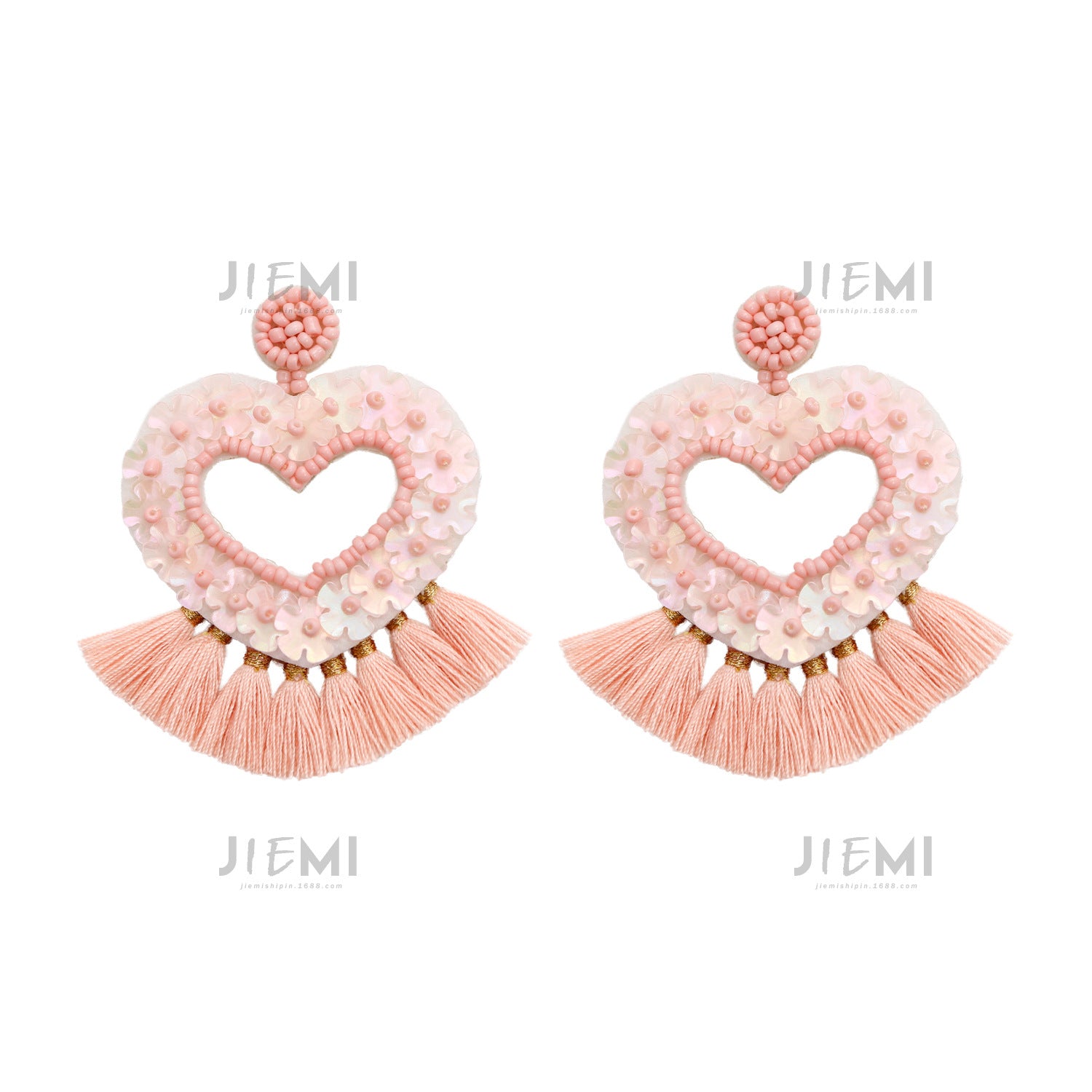 Wholesale Valentine's Day Sequins, Love Tassels, Rice Bead Earrings