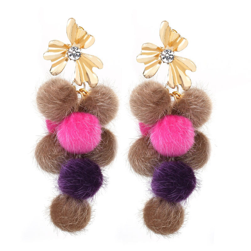 Wholesale Plush Long Tassel Earrings