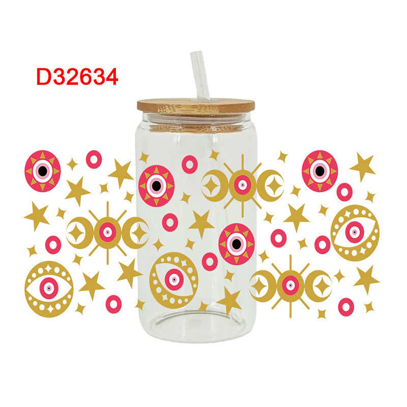 Wholesale  Little blue flower 16oz Cup UV DTF Wraps