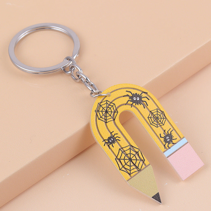 Wholesale Halloween Ghost U-shaped Pencil Acrylic Keychain