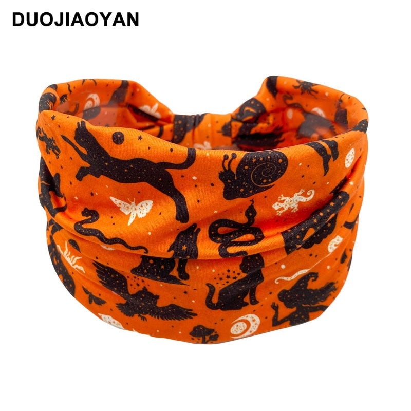 Wholesale Halloween Printed Headbands Ghost Pumpkin Wide Brim Cloth Headbands 10PCS