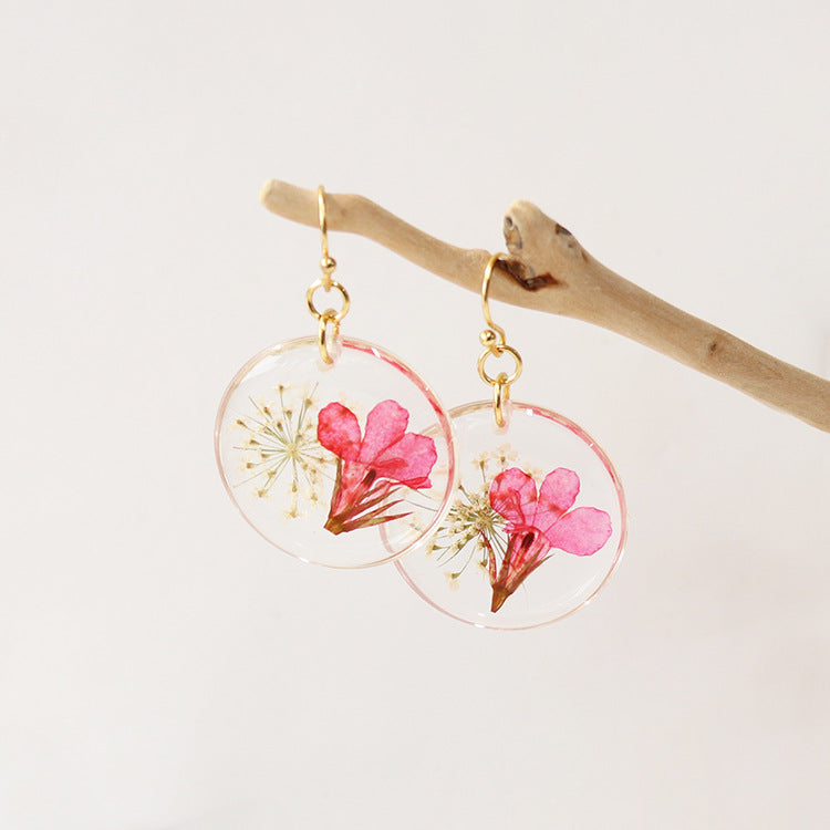 Wholesale 6pcs Everlasting Flower Forget-me-not Round Epoxy Color Earrings