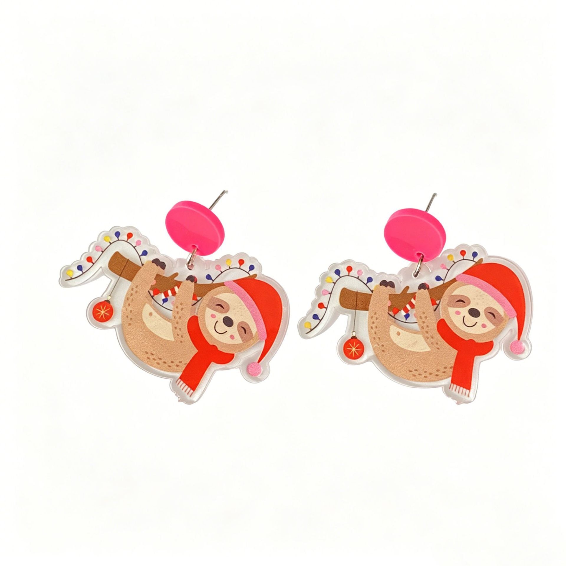 Wholesale Christmas  Santa Hat Candy Cane Acrylic Animal Earrings Jewelry Accessory For Party And Gift