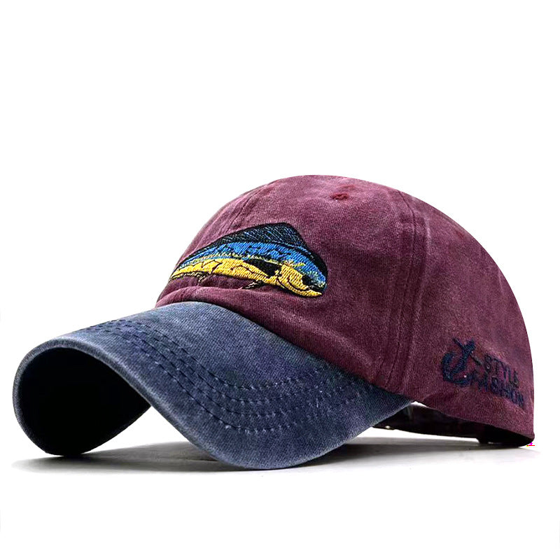 Wholesale Washed Coated Pure Cotton Used Hat Embroidered Shark Baseball Cap