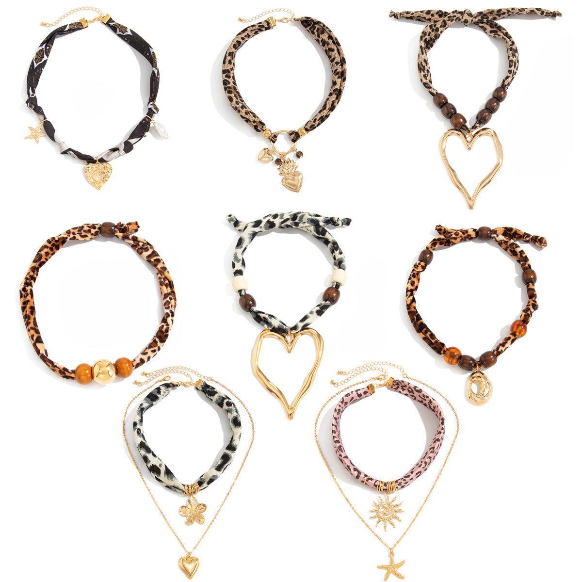 Wholesale Sweet and cool leopard print velvet clavicle chain choker necklace