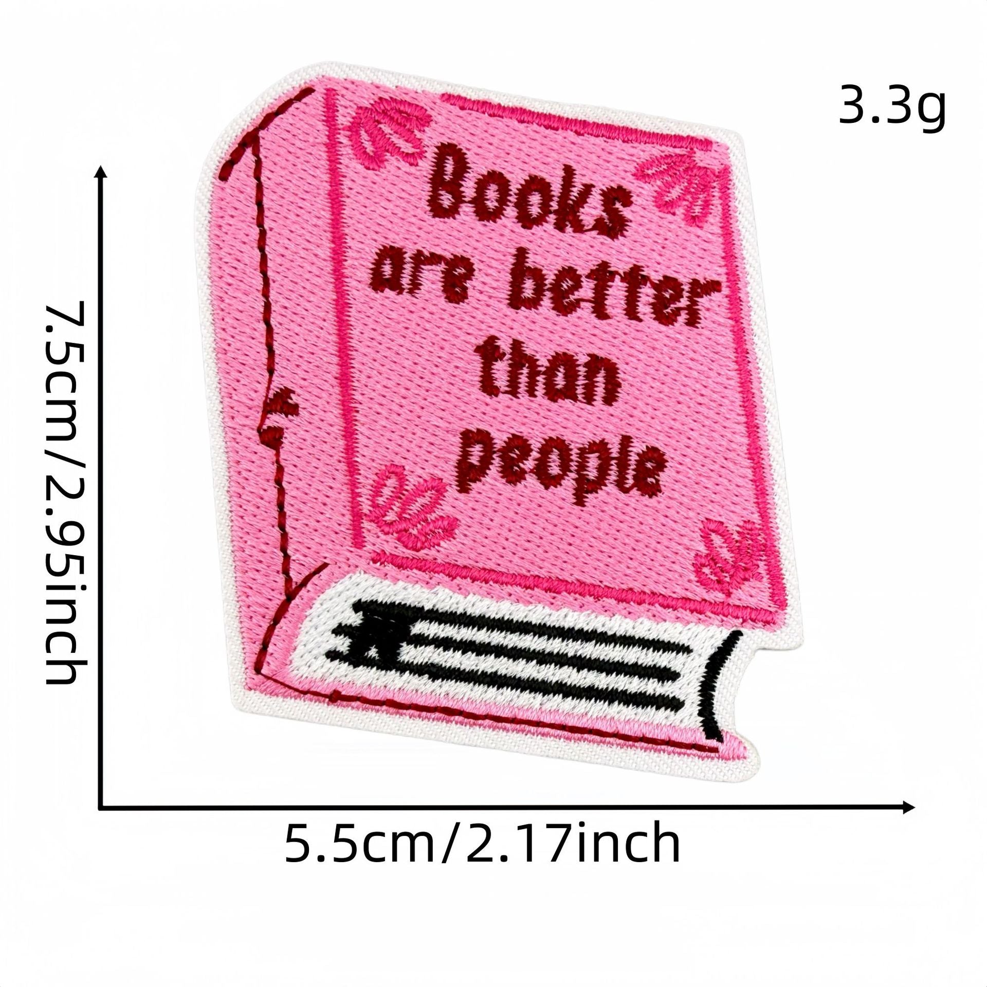 Wholesale Stylish Pink Reading Themed Iron On Embroidered Patches 23 Pack Decorative Accent For Bags Clothes