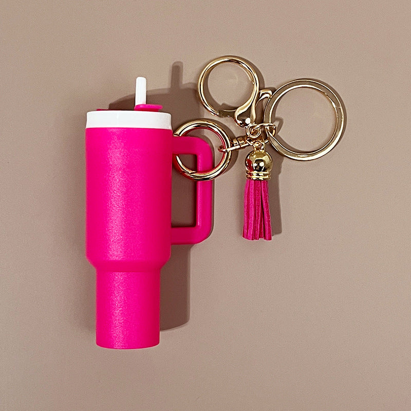 Wholesale ice cup can hold lipstick tassel pendant Mini Tumbler Cup Keychains