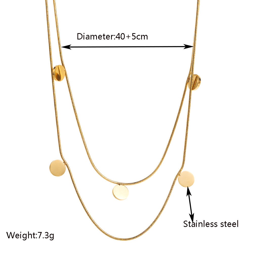 Wholesale Geometric double-layer necklace titanium steel clavicle chain