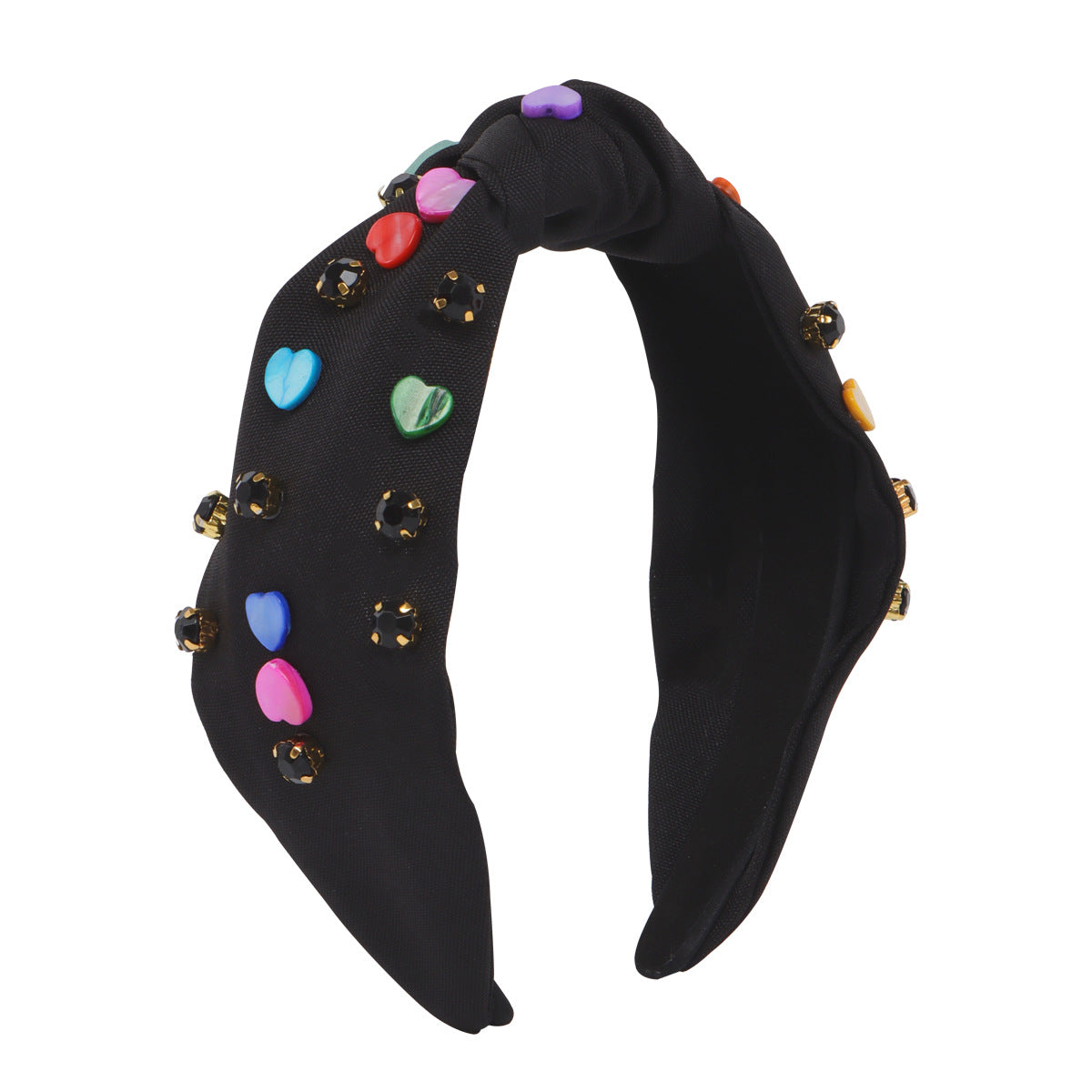 Wholesale Valentine's Day Creative Colorful Heart Diamond Knotted Fabric Multicolor Headband