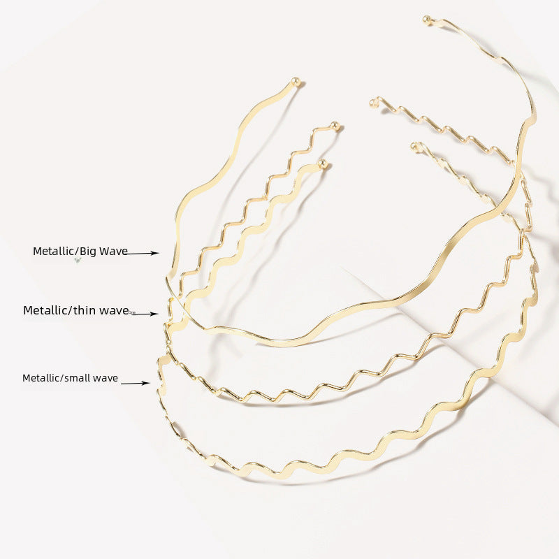 Wholesale Metal Wave Thin Hairband Gold Thin Style