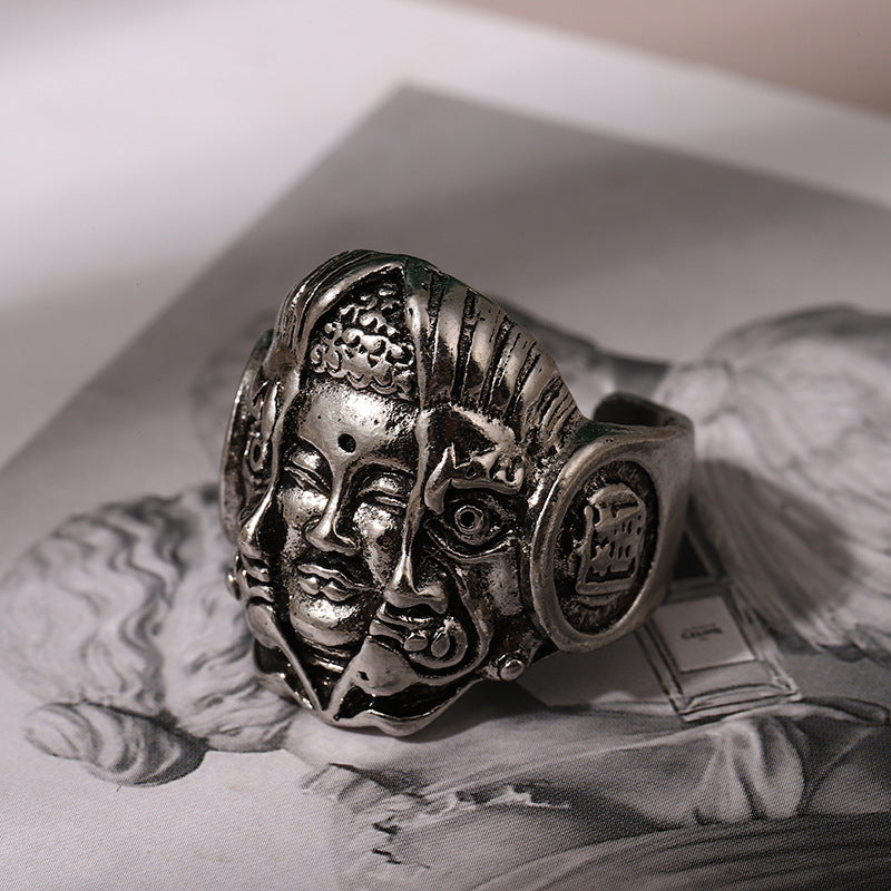 Wholesale Vintage Human Head Open Alloy Ring