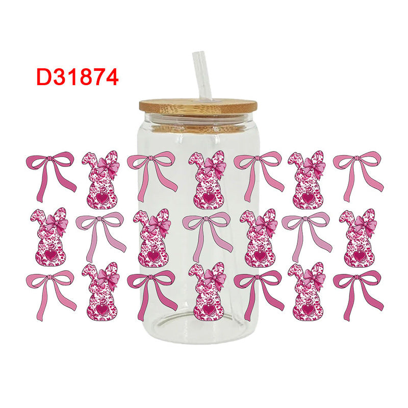 Wholesale Colorful rabbit bow Easter 16oz Cup UV DTF Wraps