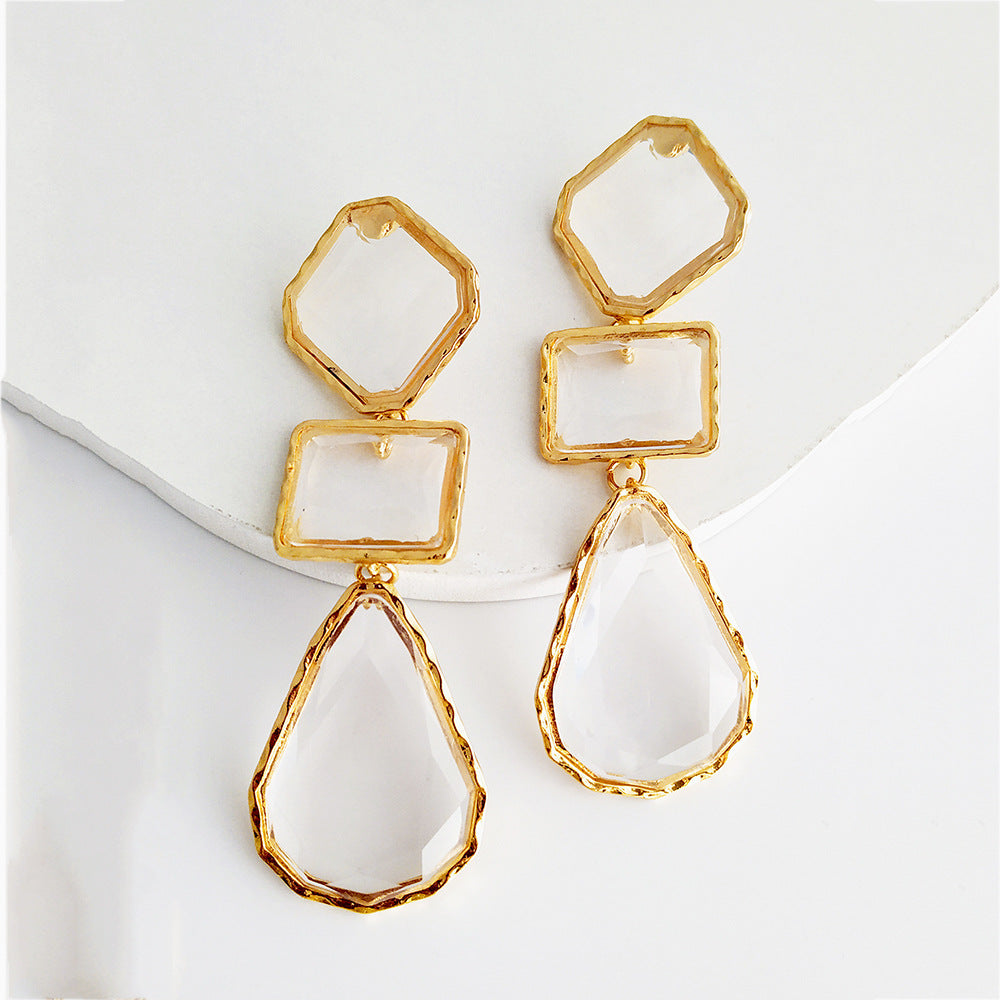 Wholesale Irregular Geometric Transparent Resin Earrings