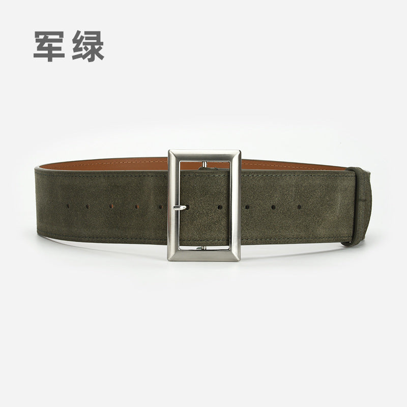 Wholesale leather belt fashion alloy wide belt jacket genuine leather waist belt retro belt