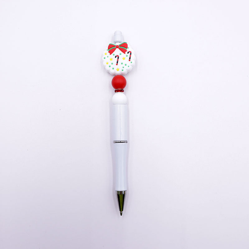 Wholesale Cartoon Christmas Tree Handmade Silicone Bead Pen Plastic Ball Point Pen
