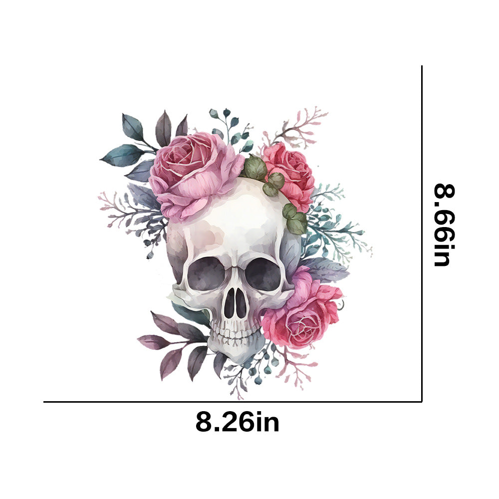 Wholesale 10pcs Colorful Flower Skull UV DTF Ready to Press Transfers Wraps