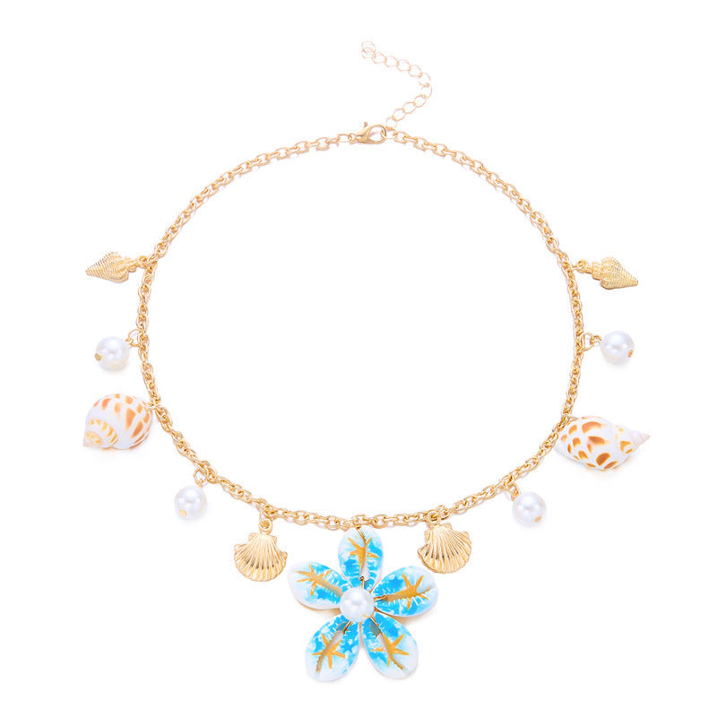 Wholesale Hand-woven shell flower necklace